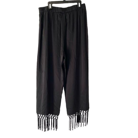 Cami NYC  NWTs Max Fringe 100% Silk Black Split Pants size large - Picture 4 of 8